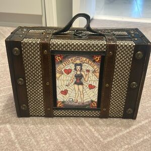 Custom crafted Sailor Jerry style wooden and metal purse/briefcase/handbag
